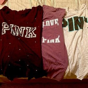 Pink Victoria Secret bundle 3 Shirts XS and Small